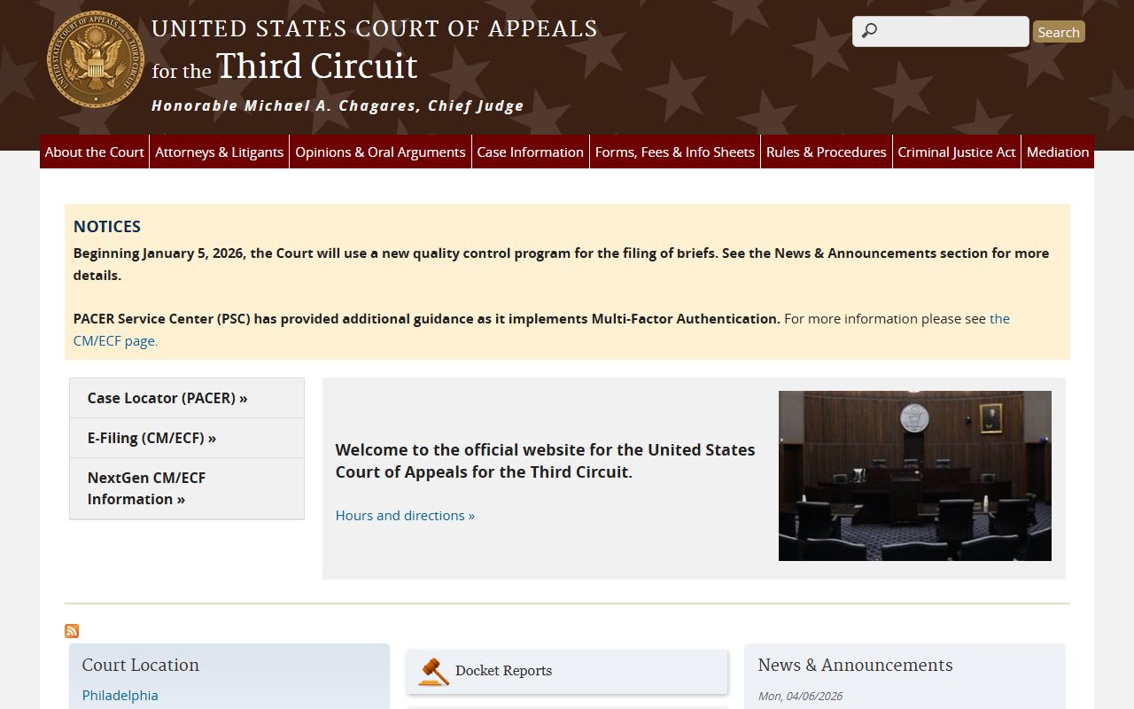 Lancaster County federal court records on the Third Circuit Court of Appeals site