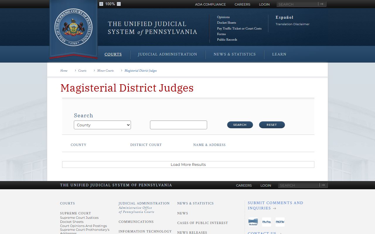 Lancaster County Magisterial District Judge search for court records
