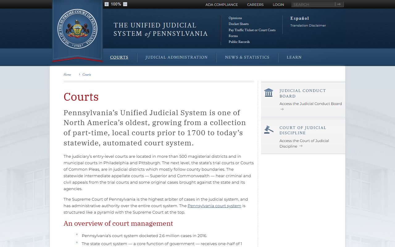 Pennsylvania court hierarchy for Lancaster County court records
