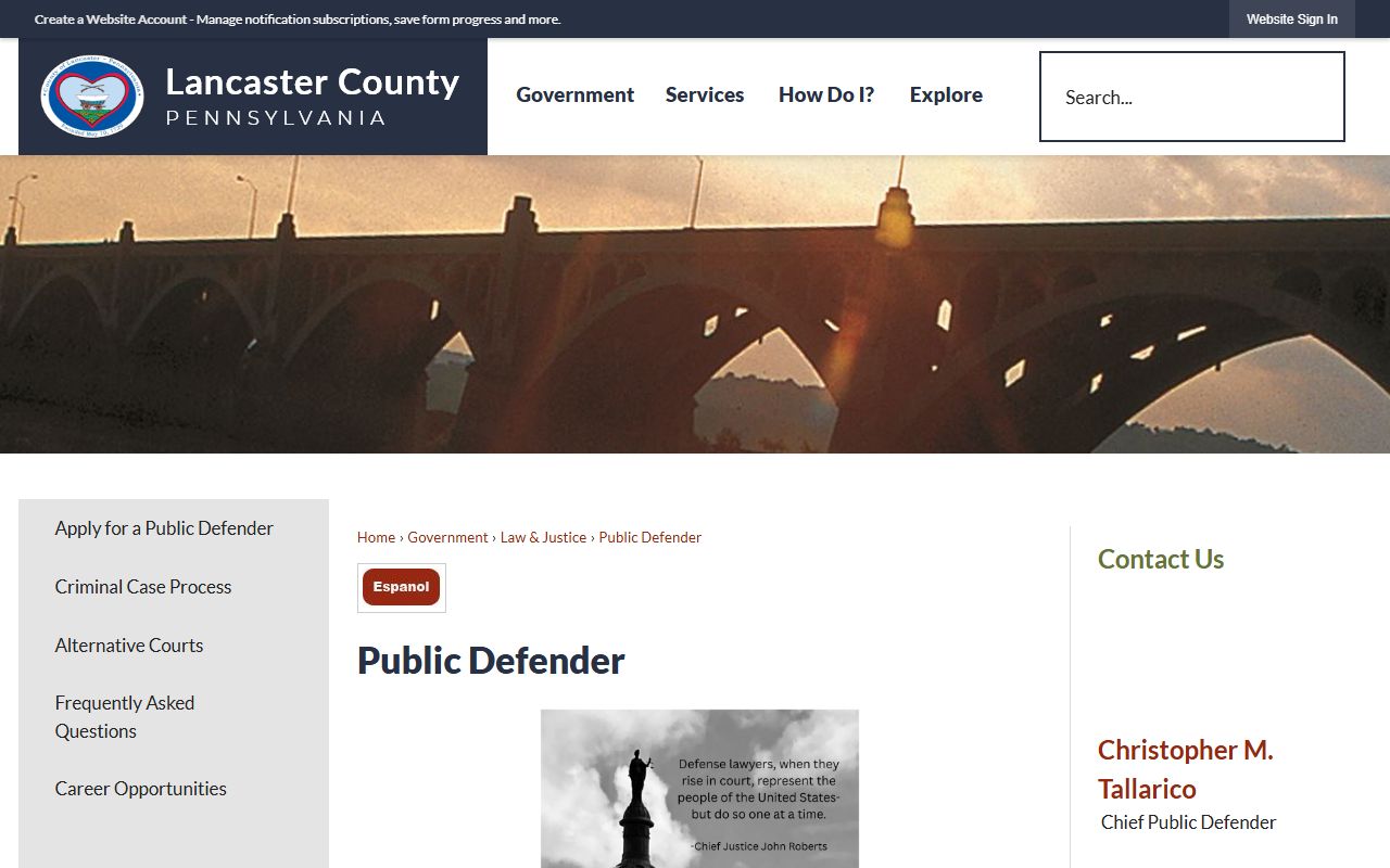 Lancaster County court records Public Defender office page