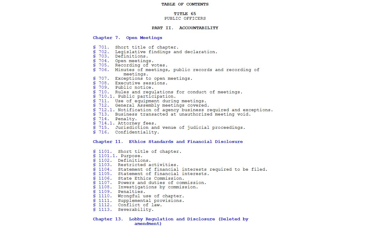 Pennsylvania Title 65 public records and Sunshine law text for Lancaster County requests
