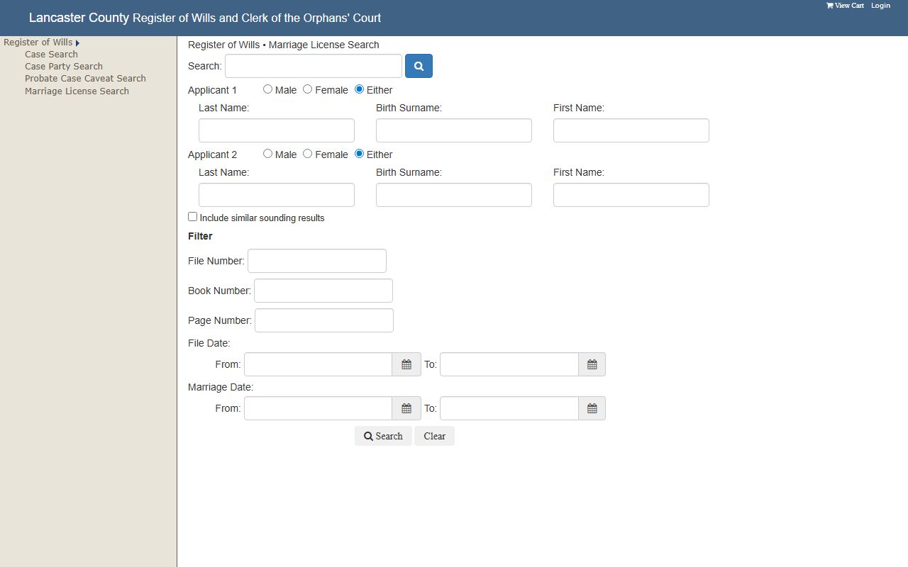 Lancaster County probate records Paperless Search for probate and marriage records