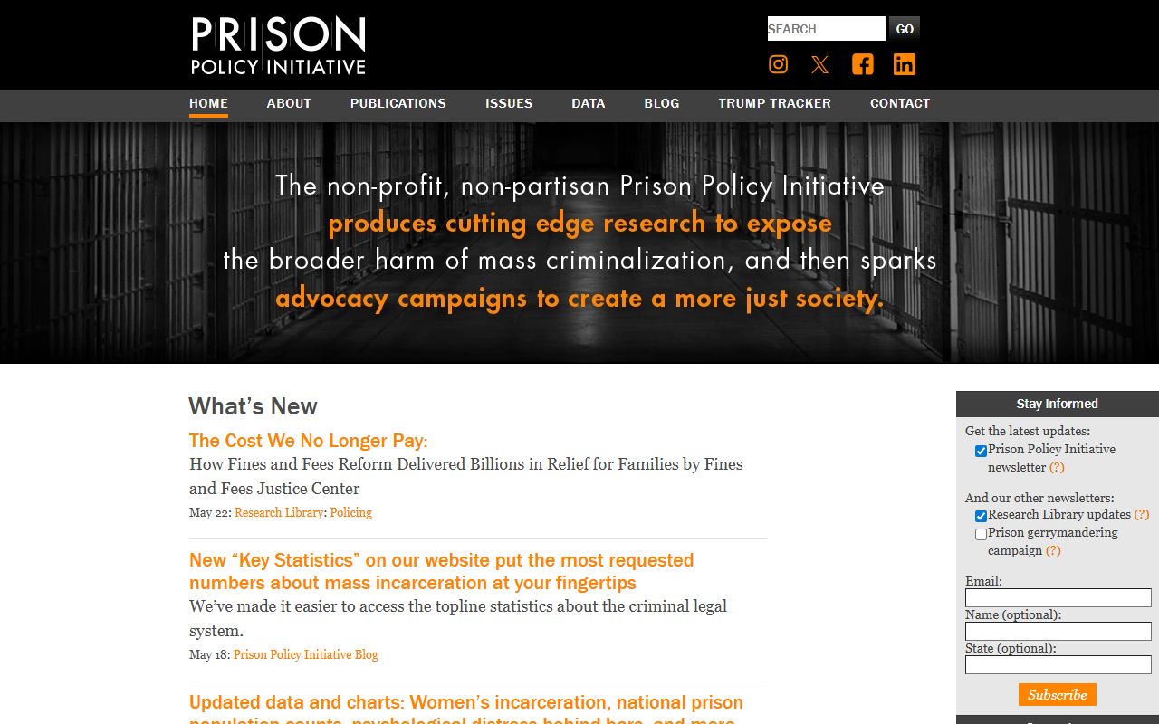 Lancaster County inmate population state context on the Prison Policy Initiative site
